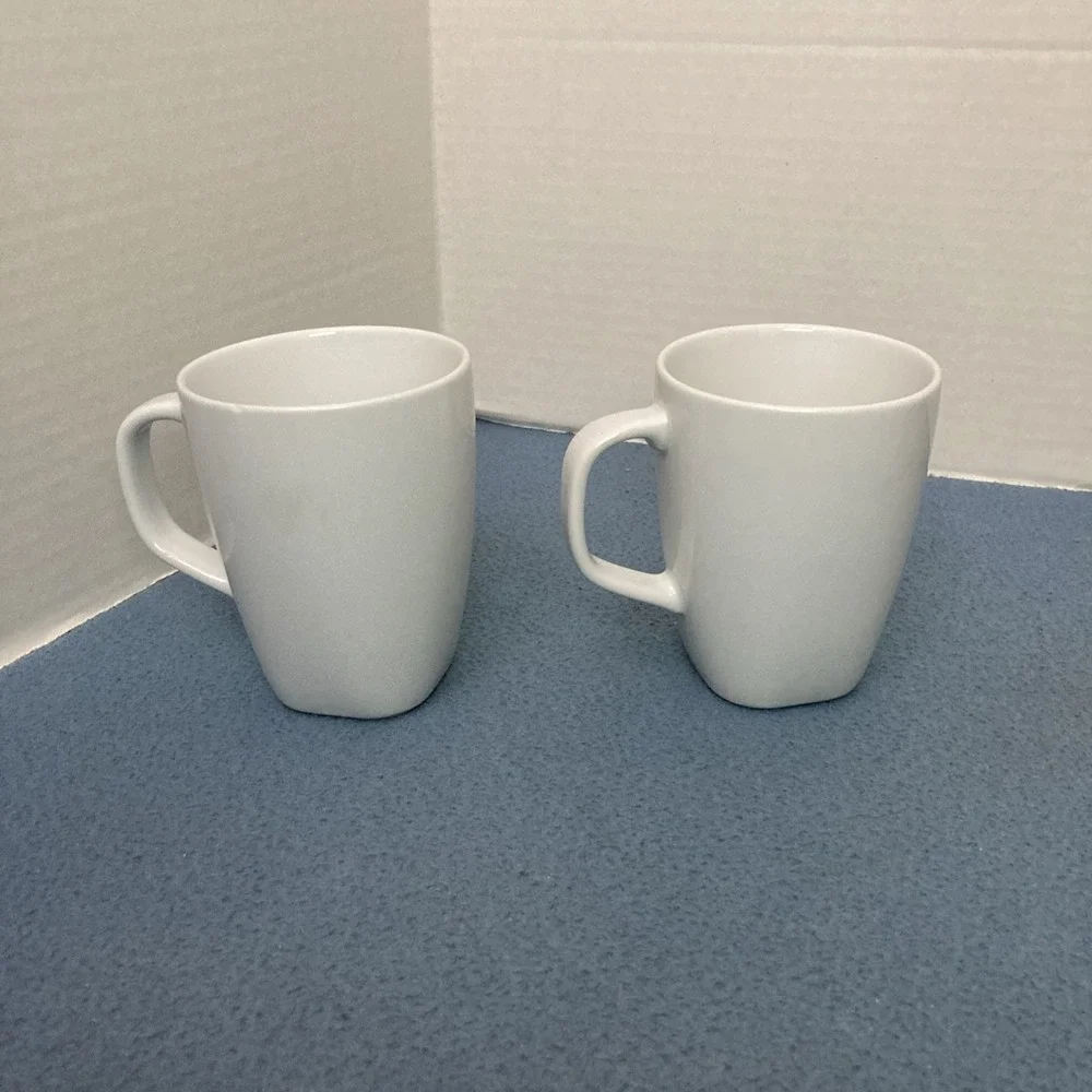 Ikea 365+ Susan Pryke White Square Bottom Coffee/Tea Mugs (21986) - Set of 2